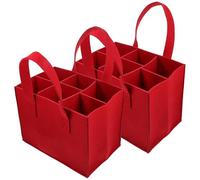 BIUDECO Paquet Porte-Bouteilles en Feutre Pliable Rouge 6 Compartiments et Poignée, Facile à Transporter, pour Rangement et Présent de Vin, Lot de 2 Pièces