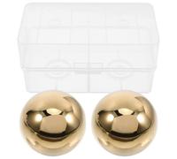 BIUDECO Pierres à Whisky Refroidissement Rapide en Acier Inoxydable 304 Or, Boules de Glace Réutilisables 55mm Boîte de Rangement Lot de 2 Pièces pour Amateurs de Whisky