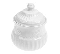 BIUDECO Pot à Sucre en Céramique Blanc Motifs en Relief, Couvercle Hermétique, Surface Lisse, Fond Stable pour Café, Hôtel et Restaurant