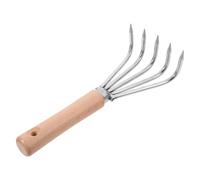 BIUDECO râteau à Main de Jardin Outil de désherbage Japonais en Acier Inoxydable avec Manche Court en Bois pour ameublir Le Sol au Jardin