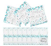 BIUDECO Serviettes en Papier à Pois Bleu Turquoise 40 Pièces pour Fêtes d'Anniversaire et Déjeuners Assiettes Jetables Assorties