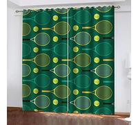 BIURKA Rideau Occultant Thermiques 3D Raquette De Tennis Verte L 60 X H 150 cm Rideau Occultant 3D Impression Rideaux Salon Moderne Thermique Isolant Polyester Rideaux Chambre Cuisine Décoration
