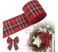 BIVYAX 1 Rouleau Ruban de Noël Tartan 6 cm x 10 m, Ruban Large à Carreaux Rouge, Ruban Décoratif pour Sapin, Couronne, Nœuds et Emballage Cadeau Noël