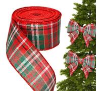 BIVYAX 1 Rouleau Ruban de Noël Tartan Rouge et Vert 6 cm x 10 m, Ruban Large à Carreaux pour Sapin de Noël, Couronne, Nœuds et Emballage Cadeau