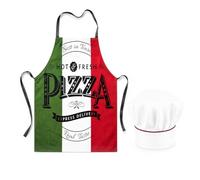 BIVYAX 1 Unité Tablier Pizzaiolo Homme, Tablier de Cuisine Homme Humour pour Cuisinier, Tablier de Barbecue Résistant Imperméable Idéal pour Pizza, Grillade et Quotidienne, avec toque de chef