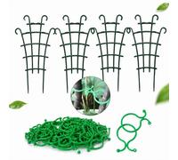 BIVYAX 4 Pièces Treillis de Jardin pour Plantes, 50 Clips de Support, tuteur plante grimpante Grillage Plastique, Support pour Plantes en Pot, Idéal pour Roses et Plantes Grimpeuses