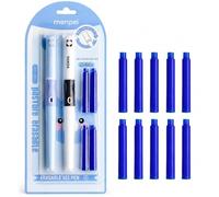 BIVYAX Lot de 2 Stylos Plume Effaçables avec Motifs Animaux, Inclus 14 Cartouches d'Encre, Rechargeables pour une Longue Durée, Parfait pour Débutants, Enseignants ou Cadeau Créatif