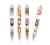 BIVYAX Lot de 4 stylos kawaii animaux, stylo animaux avec motif de vache highland, motifs trop mignons pour l'école, fournitures de bureau créatives, idée cadeau maitresse d'école