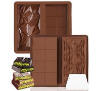 Bixury Moule Silicone Chocolat, 2 Pièces Profonds, Pour Barres Protéinées Et Énergétiques, sans BPA (Marron)