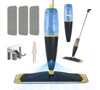 Bizcasa Balais Serpillère Vaporisateur, Microfibre Balai Pulvérisateur Spray Mop avec Reservoir pour la Maison la Cuisine Le Bois Dur Le Stratifié Le Bois, Le Céramique (Gelb - 700 ML - 3 Pads)