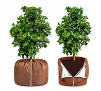 BIZOI Lot de 2 Housses Thermiques pour Plantes en Pot, 65 x 70CM Protection Contre Le Gel avec Fermeture Éclair et Cordon de Serrage, Housse Hivernage en Pot pour Plantes D'extérieur