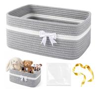 BIZOI Panier Cadeau Vide à Garnir Grand, 35x26x15cm Panier Tressé avec Sac Transparent et Ruban, Panier de Présentation Vide avec Poignées pour Fête Prénatale, Anniversaire, Mariage, Pâques, Noël