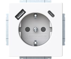 BJ 20 EU USBAC84 - Prise USB Safety+ avec USB A/C studio blanc - plate-forme 63