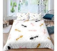 BJCJGGL Housse de Couette 160x200 Adolescent Fourmi Parure de Lit 1 Personne avec Fermeture Éclair et 2 Taie d'oreiller 65x65 cm - Doux Respirant Microfibre Housse de Couette