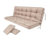 Bjird Coussins pour Bancs de Jardin - Coussins Assise & Dossier Souples - Chaise Longue, Banc de Jardin, Balancelle, Sol - Imperméables, Motif Matelassé, Sangles d'attache - 120 cm Beige