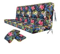 Bjird Coussins pour Bancs de Jardin - Coussins Assise & Dossier Souples - Chaise Longue, Banc de Jardin, Balancelle, Sol - Imperméables, Motif Matelassé, Sangles d'attache - 120 cm Feuilles colorées