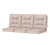 Bjird Coussins pour Bancs de Jardin - Coussins Assise & Dossier Souples - Chaise Longue, Banc de Jardin, Balancelle, Sol - Imperméables, Motif Matelassé, Sangles d'attache - 110x150 cm - Beige