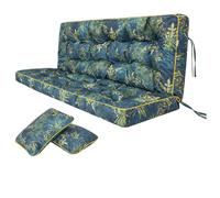 Bjird Coussins pour Bancs de Jardin - Coussins Assise & Dossier Souples - Chaise Longue, Banc de Jardin, Balancelle, Sol - Imperméables, Motif Matelassé, Sangles d'attache - 120 cm l'herbe Verte