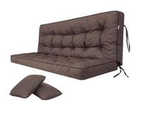 Bjird Coussins pour Bancs de Jardin - Coussins Assise & Dossier Souples - Chaise Longue, Banc de Jardin, Balancelle, Sol - Imperméables, Motif Matelassé, Sangles d'attache - 120 cm Marron foncé