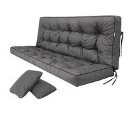 Bjird Coussins pour Bancs de Jardin - Coussins Assise & Dossier Souples - Chaise Longue, Banc de Jardin, Balancelle, Sol - Imperméables, Motif Matelassé, Sangles d'attache - 120 cm Graphite