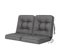 Bjird Coussins pour Bancs de Jardin - Coussins Assise & Dossier Souples - Chaise Longue, Banc de Jardin, Balancelle, Sol - Imperméables, Motif Matelassé, Sangles d'attache - 110x120 cm - Graphite