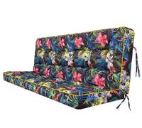 Bjird Coussins pour Bancs de Jardin - Coussins Assise & Dossier Souples - Chaise Longue, Banc de Jardin, Balancelle, Sol - Imperméables, Motif Matelassé, Sangles d'attache - 150 cm Feuilles colorées