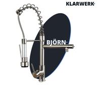 Björn | Gastronomie Robinet de cuisine en argent chromé| Deux douches | Robinet de cuisine professionnel en acier inoxydable| Double évier de restaurant