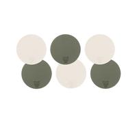 BJÖRN Lot de 6 sous-verres ronds réversibles en cuir recy lanc crème et vert-gris