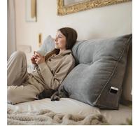Björn&Schiller coussin de dossier gris, 100 cm, coussin de lecture pour lit et canapé, coussin triangulaire, coussin lombaire