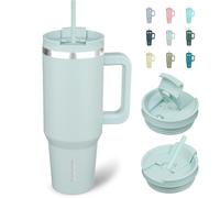 BJPKPK 1.2L Acier Inoxydable Tasse Isotherme avec Poignée et Paille Voyage Café Tasses Isotherme, Rume Bleue