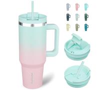 BJPKPK 1.2L Acier Inoxydable Tasse Isotherme avec Poignée Voyage Café Tasses Isotherme avec Paille, Bubble Gum