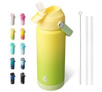 BJPKPK Bouteille Isotherme 530 ml - Acier Inoxydable avec Paille, Buse Souple & Poignée - Gaine Antidérapante - Chaud/Froid - Anti-Fuite, Sans BPA - Sport/Voyage - Vert Frais