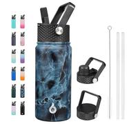 BJPKPK Bouteille Isotherme 530 ml - Gourde en Acier Inoxydable à Double Paroi avec 3 Couvercles (Dont un à Paille) - Anti-Fuite, Sans BPA - Idéale pour le Sport et le Voyage - Océan