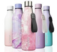 BJPKPK Bouteilles d'eau isothermes en acier inoxydable avec sangle, sans BPA, anti-fuite, bouteille d'eau réutilisable pour le sport et les voyages, rose gracieux de 750 ml, Blossom