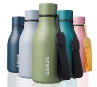 BJPKPK Bouteilles d'eau isothermes en acier inoxydable avec sangle, sans BPA, anti-fuite, bouteille d'eau réutilisable pour le sport et les voyages, rose gracieux de 350 ml, Forest Green