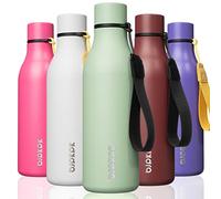 BJPKPK Bouteilles d'eau isothermes en acier inoxydable avec sangle, sans BPA, anti-fuite, bouteille d'eau réutilisable pour le sport et les voyages, rose gracieux de 530 ml, Macaron Green