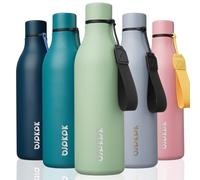 BJPKPK Bouteilles d'eau isothermes en acier inoxydable avec sangle, sans BPA, anti-fuite, bouteille d'eau réutilisable pour le sport et les voyages, rose gracieux de 750 ml, Macaron Green