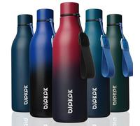 BJPKPK Bouteilles d'eau isothermes en acier inoxydable avec sangle, sans BPA, anti-fuite, bouteille d'eau réutilisable pour le sport et les voyages, rose gracieux de 750 ml, Charming Red