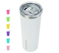 BJPKPK Gobelet fin isotherme à double paroi en acier inoxydable avec couvercle, pour café et eau, 600 ml, blanc