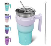 BJPKPK Gobelet isotherme avec poignée en acier inoxydable avec couvercle et paille, 900 ml tasses à café de voyage pour Tasses à café, Oasis