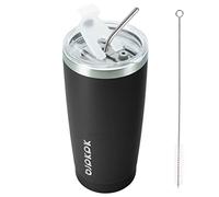 BJPKPK Gobelet isotherme en acier inoxydable de 600 ml avec couvercles et pailles, Noir