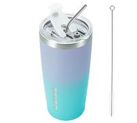 BJPKPK Gobelet isotherme en acier inoxydable de 600 ml avec couvercles et pailles, Oasis