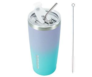 BJPKPK Gobelet isotherme en acier inoxydable de 600 ml avec couvercles et pailles, Oasis
