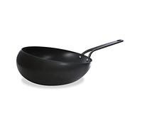 BK Acier Noir Poêle wokarang spéciale résistante à l'induction de 30 cm en Acier au Carbone, présalé, Four et résistant à la torréfaction jusqu'à 350 °C, Durable et Professionnel, Noir.