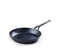 BK Black Steel Poêle à Frire Préassaisonnée en Acier au Carbone de 26 cm, Compatible avec l'induction, le Four et la Rôtissoire jusqu'à 350C, Durable et Professionnelle, Noir