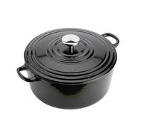 Cocotte BK Bourgogne, cocotte à induction, cocotte en fonte émaillée avec couvercle, passe au four et au lave-vaisselle, noire - 28 cm/6,7 L