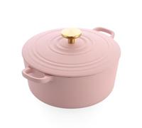 BK Bourgogne Cocotte à induction, en fonte émaillée avec couvercle, passe au four et au lave-vaisselle, 24 cm/4,2 l, rose pâle