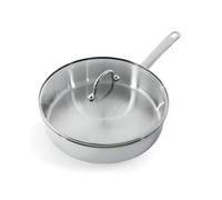 BK Bright Sauteuse en Acier Inox de 28 cm avec Couvercle, Extérieur Poli, Manche Froide, Cuisson Professionnelle, Induction, Va au Four jusqu'à 230°C, Ustensiles en Métal, Lave-Vaisselle, Argent