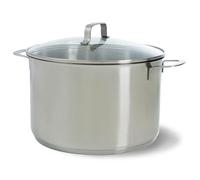 BK Cookware Bistro faitout en acier inoxydable 24 cm/6 L, faitout à deux poignées avec couvercle en verre, induction, compatible lave-vaisselle, compatible four, argent