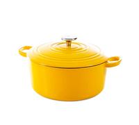BK Cookware Fonte Émaillée Allemande, 24 cm/4,2 litres Cocotte avec Couvercle, Compatible avec l'induction, Va au Lave-Vaisselle, Va au four jusqu'à 220°C, Soleil Jaune